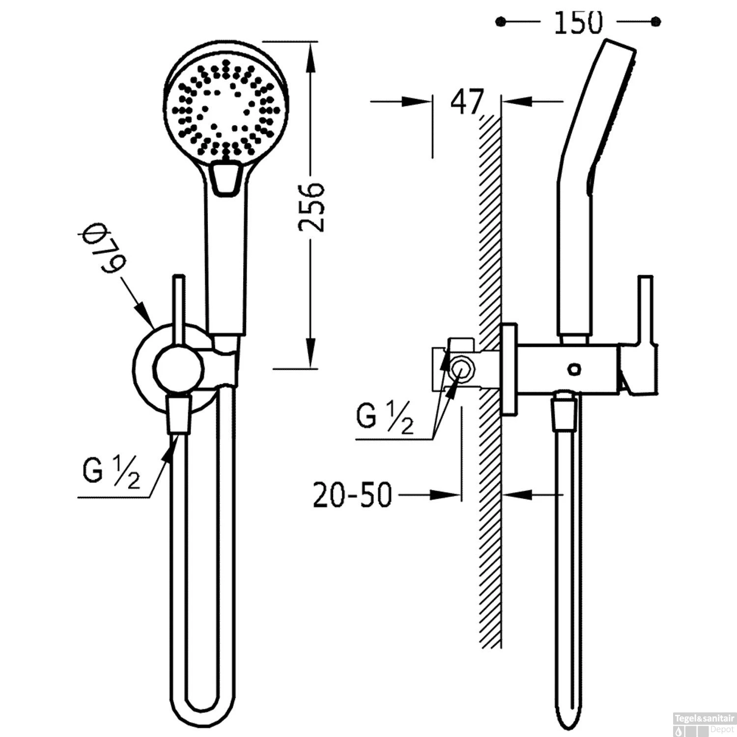 Douchemengkraan Inbouw Tres Study Exclusive Met Handdoucheset Met Ronde Handdouche En Hendel Chroom - Afbeelding 2