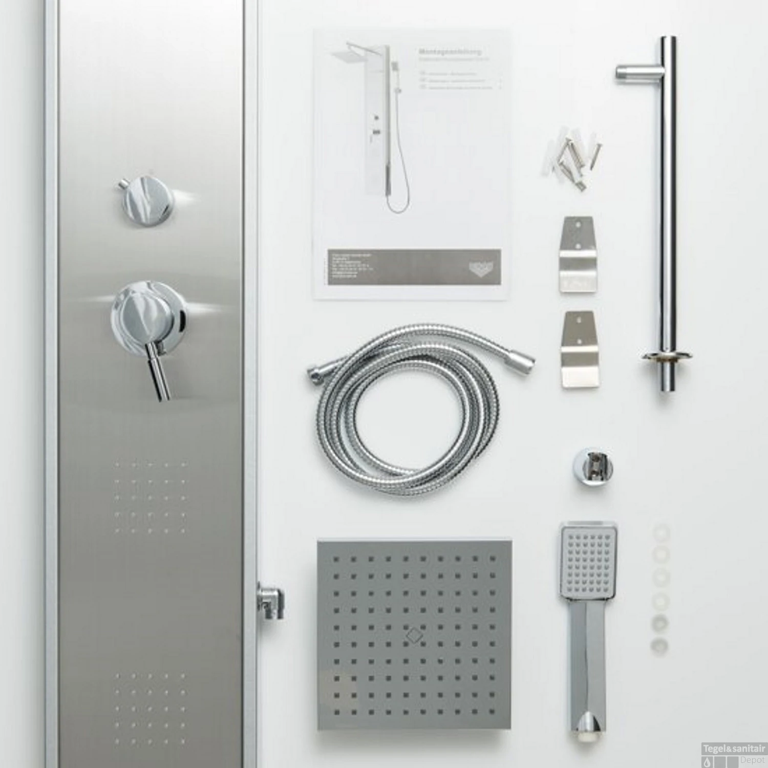 Douchepaneel Schütte Tahiti Met Douchemengkraan En Twee Massagesproeiers RVS 6 Douchepaneel Schütte Tahiti Met Douchemengkraan En Twee Massagesproeiers RVS - Afbeelding 6