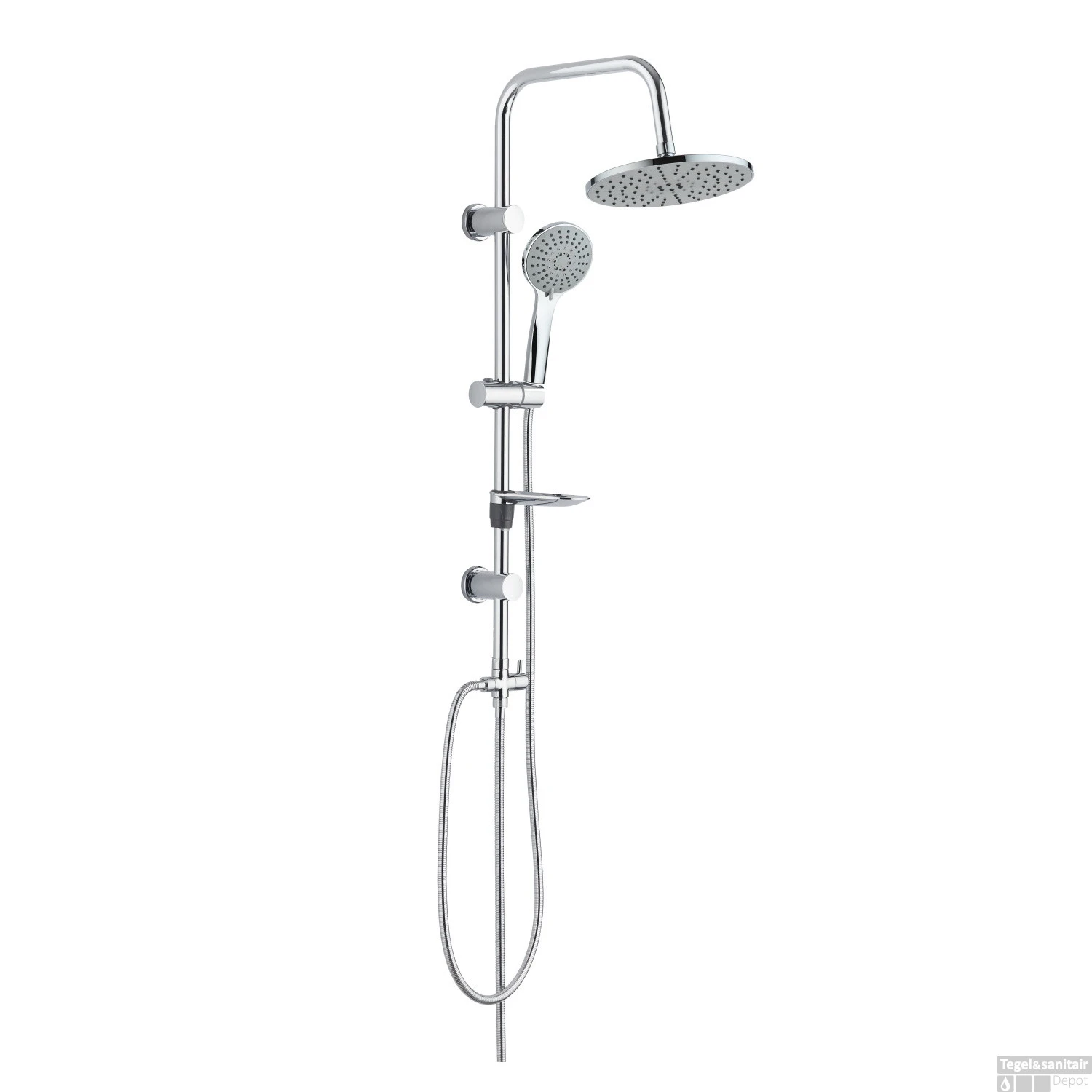 BWS Regendouche | Tondo | Met Zeephouder | 20cm Strotdouche | Chroom | Opbouw (Excl. Mengkraan)
