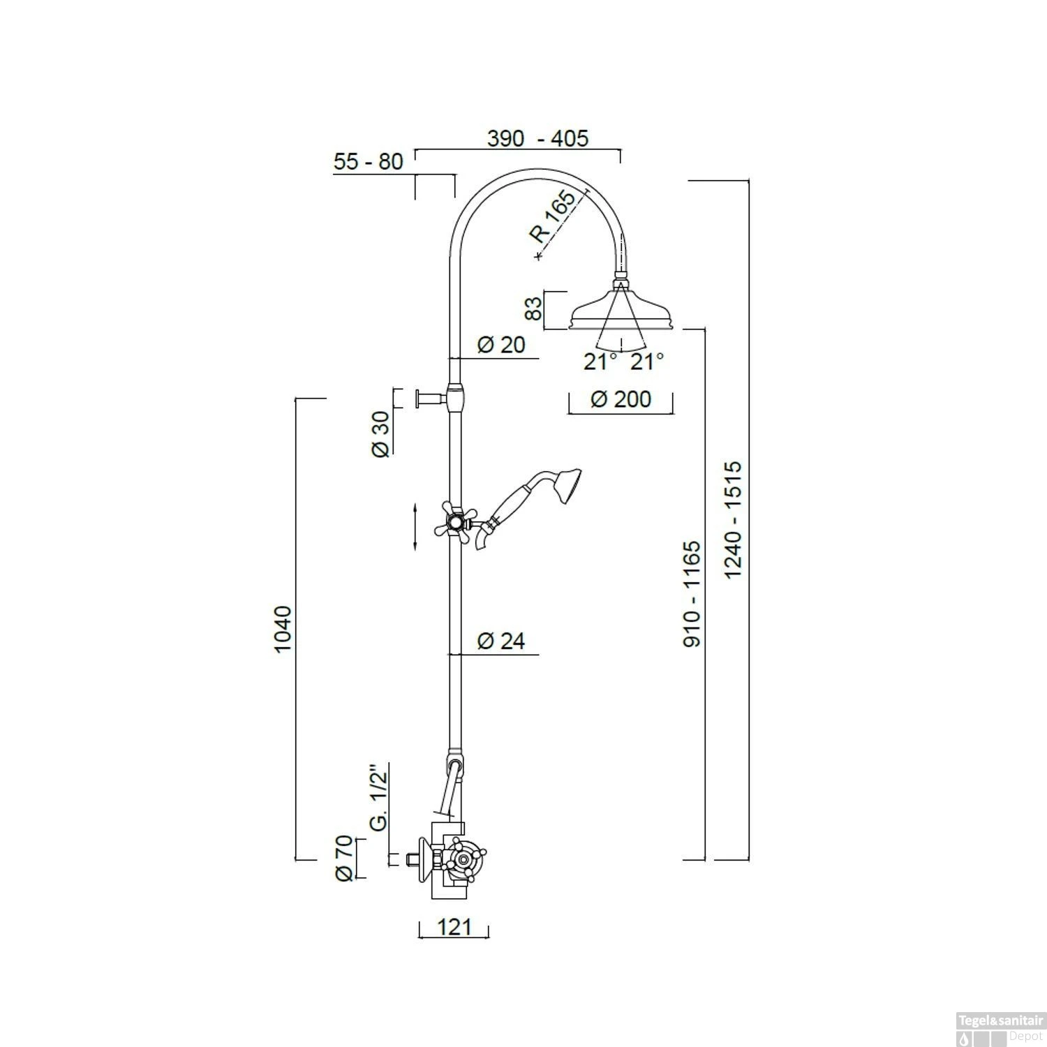 Doucheset Sanimex Giulini Thermostatisch Incl. Douchegarnituur Hoofddouche Ø 20cm Chroom 2 Doucheset Sanimex Giulini Thermostatisch Incl. Douchegarnituur Hoofddouche Ø 20cm Chroom - Afbeelding 2