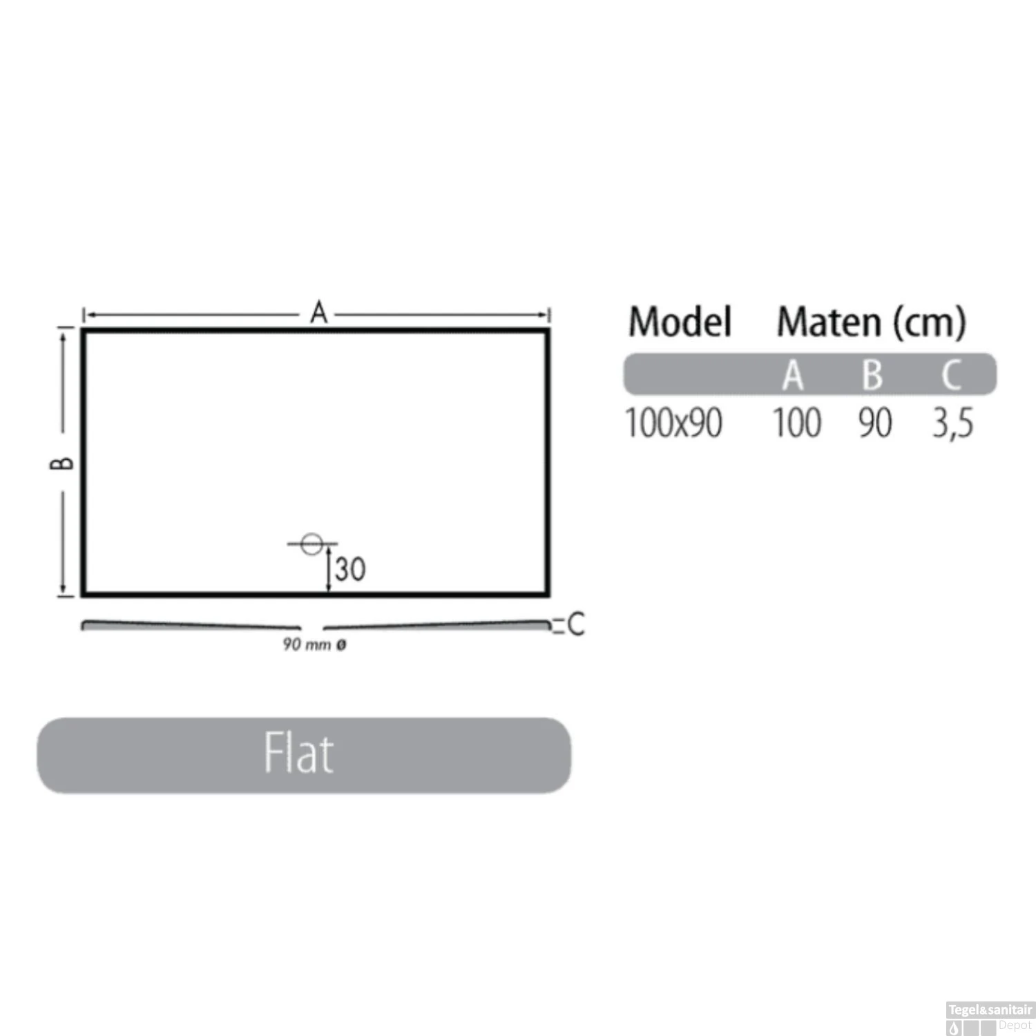 Douchebak BeterBad Flat Manhattan Zelfdragend 100x90x3.5cm 2 Douchebak BeterBad Flat Manhattan Zelfdragend 100x90x3.5cm - Afbeelding 2