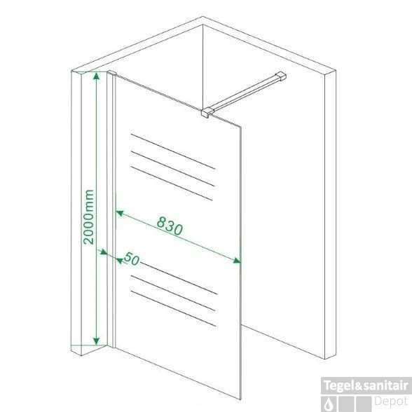 Douchewand Wiesbaden 90x200cm 10mm NANO Coating 2 Douchewand Wiesbaden 90x200cm 10mm NANO Coating - Afbeelding 2