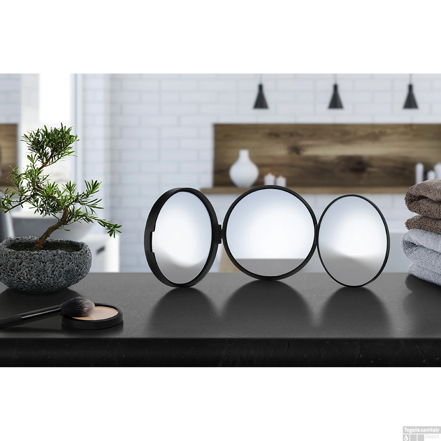 Driezijdige Make-up Spiegel Smedbo Outline Lite 10 Cm Zwart 3 Driezijdige Make-up Spiegel Smedbo Outline Lite 10 Cm Zwart - Afbeelding 3
