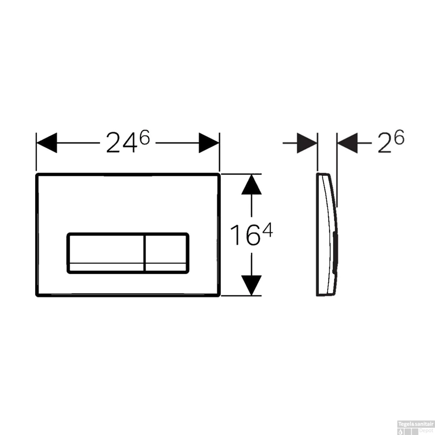Drukplaat Geberit Delta 50 Mechanisch Frontbediening Mat Zwart 2 Drukplaat Geberit Delta 50 Mechanisch Frontbediening Mat Zwart - Afbeelding 2