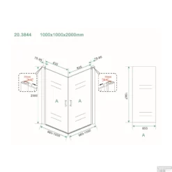 Wiesbaden Dubbele Swingdeur UNI 1000x1000x2000 Chr.8mm NANO -Baden Luxe Verkoop dubbele swingdeur uni 1000x1000x2000 chr.8mm nano tech