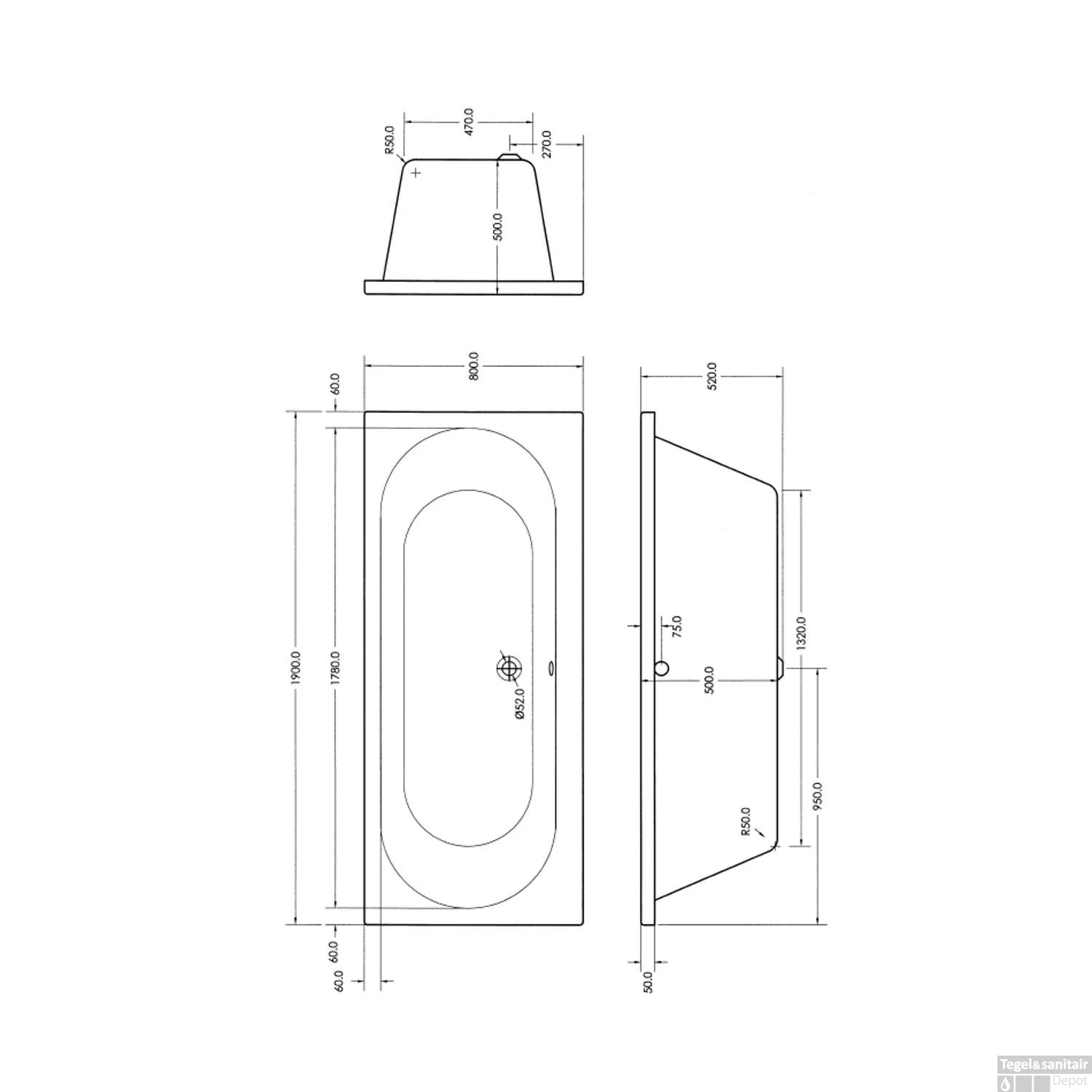Duo Ligbad Plieger Wave Acryl 190x80x50 Cm Wit 2 Duo Ligbad Plieger Wave Acryl 190x80x50 Cm Wit - Afbeelding 2