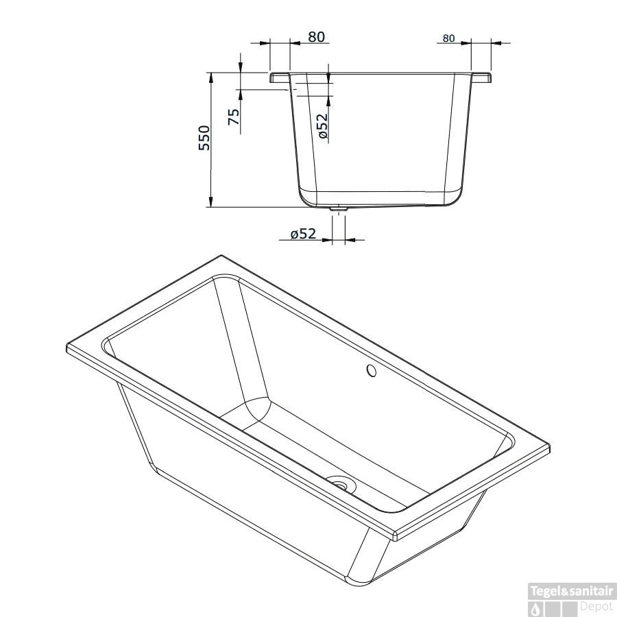 Ligbad Duo Wiesbaden Dahlia Santino Inbouw 180x80x49 Cm Wit 3 Ligbad Duo Wiesbaden Dahlia Santino Inbouw 180x80x49 Cm Wit - Afbeelding 3