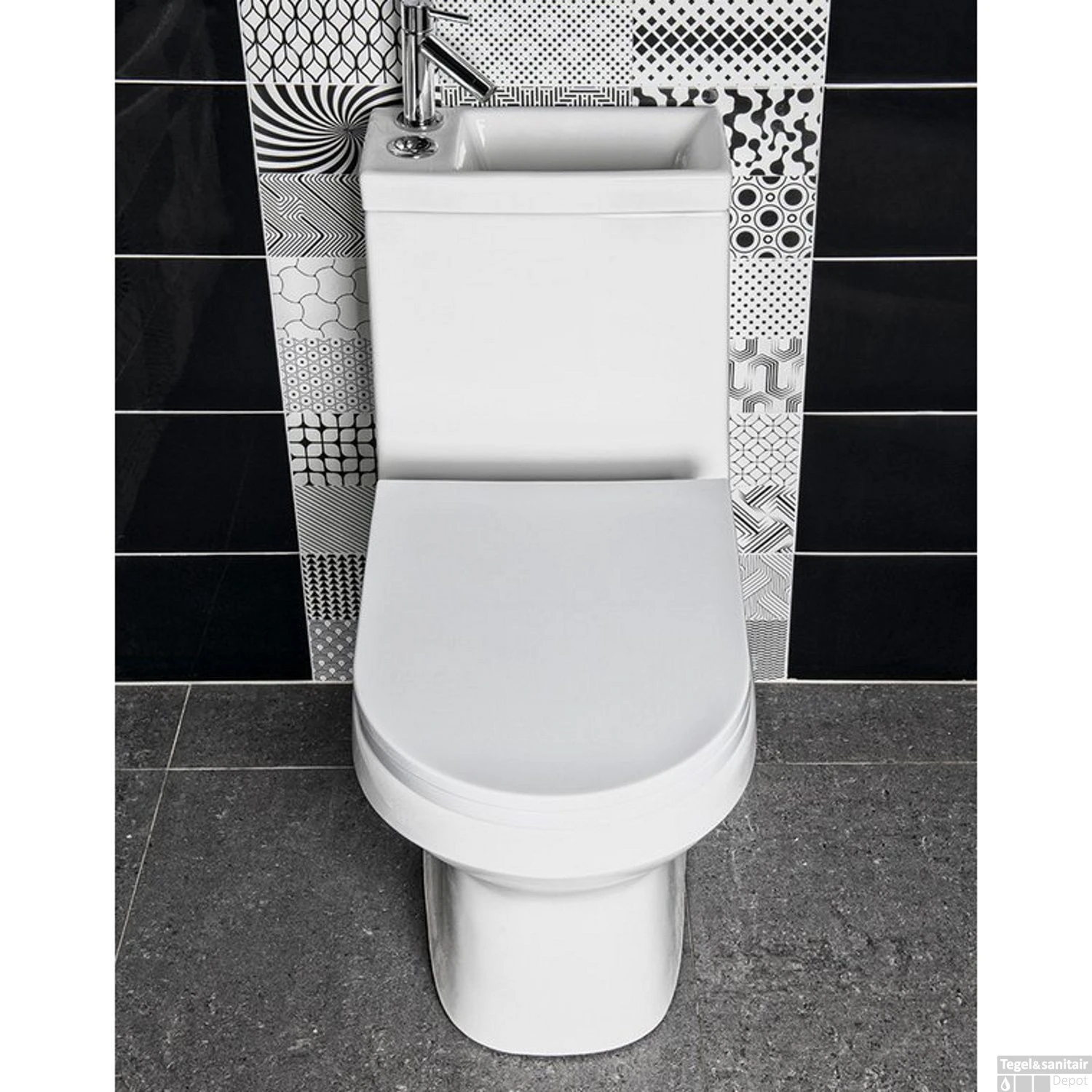 Duoblok Sapho Hygie Met Ingebouwde Fontein Soft Close Wit (PK) - Afbeelding 2