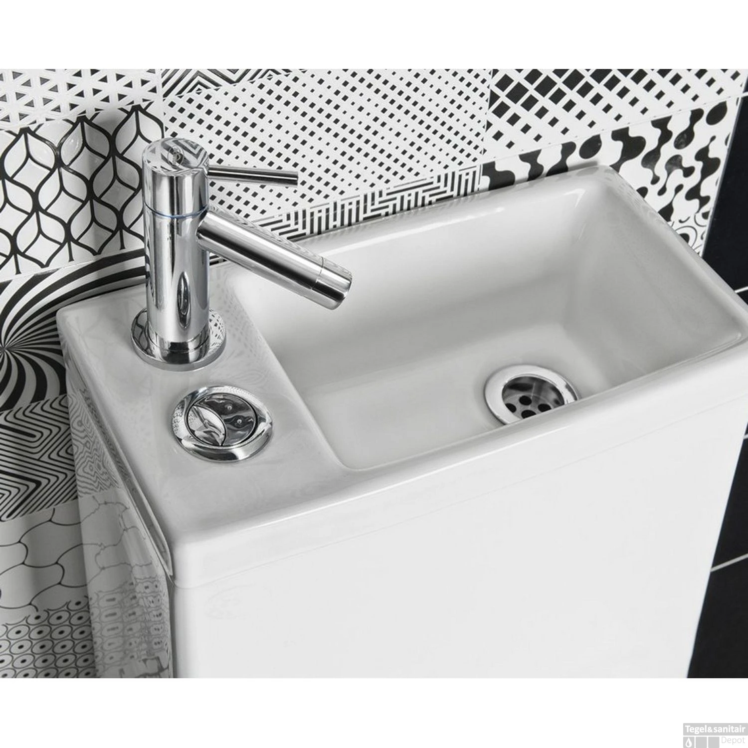 Duoblok Sapho Hygie Met Ingebouwde Fontein Soft Close Wit (PK) - Afbeelding 3