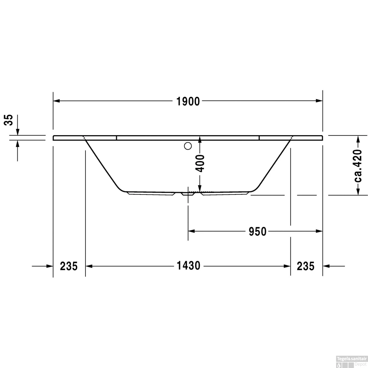 Duravit D-code 6-hoek Bad 190 X 90 Cm. Zonder Poten Wit - Afbeelding 4