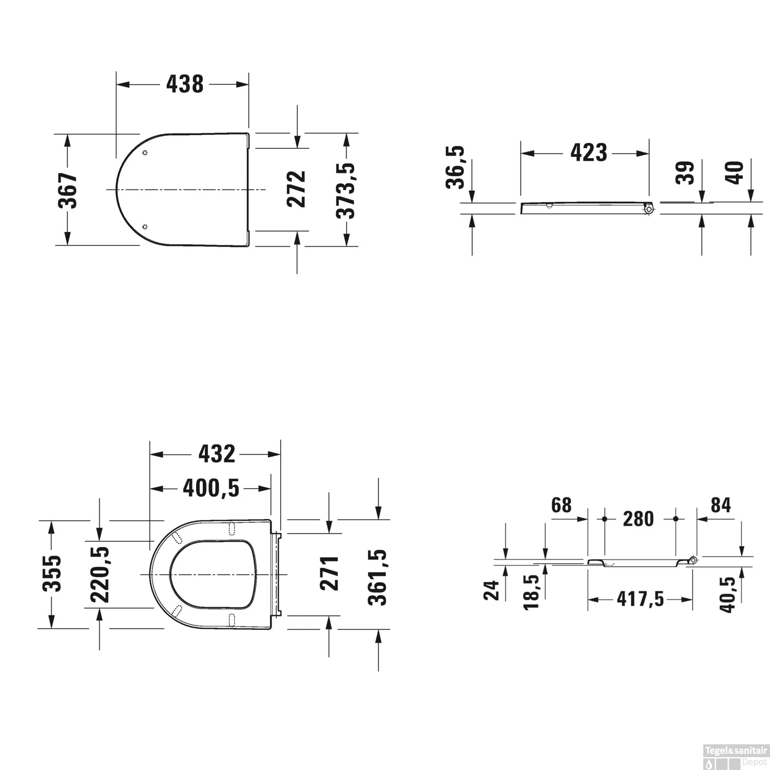 Duravit ME By Starck Wandcloset Compact Pack Diepspoel En Softclose Closetzitting 37x48x39 Cm Keramiek En Duroplast Wit - Afbeelding 7