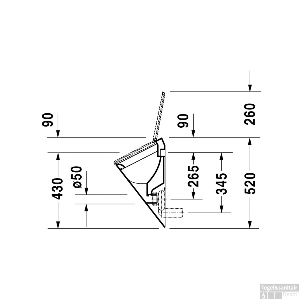 Duravit Starck 1 Urinoir 32x28.5x52 Cm Achter Inlaat Glanzend Keramiek Wit - Afbeelding 4