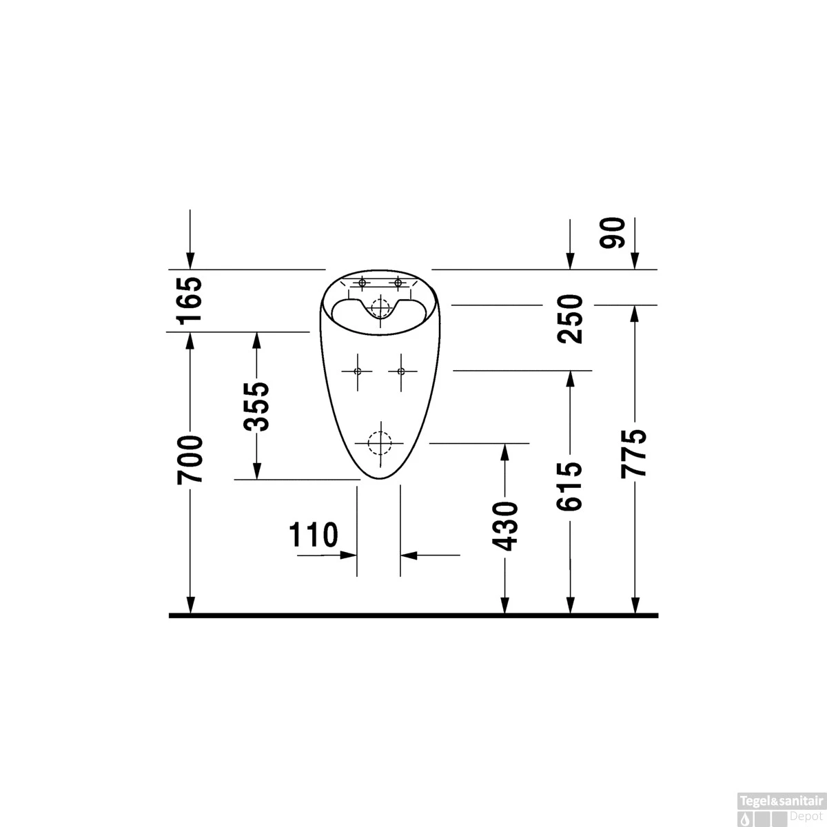 Duravit Starck 1 Urinoir 32x28.5x52 Cm Achter Inlaat Glanzend Keramiek Wit - Afbeelding 2