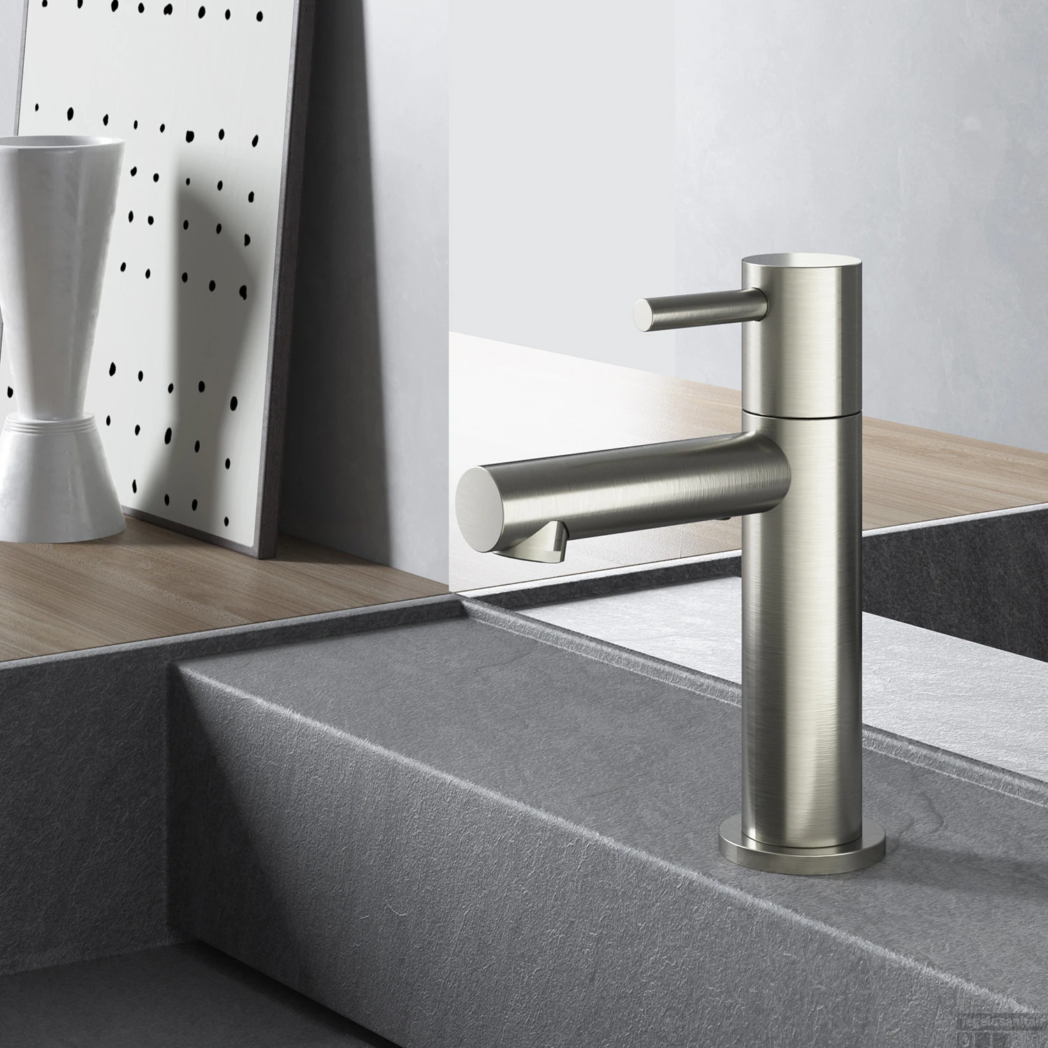 Fonteinkraan Hotbath Dude 1-hendel Recht 14.8 Cm Rond Geborsteld Nikkel OUTLET