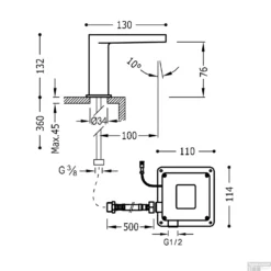 Tres Trestronic Elektronische Wasbakkraan 1 Uitgang Bediening Met Infraroodsensor Chroom 20560301 -Baden Luxe Verkoop elektronische fonteinkraan tres trestronic 1 uitgang vierkant chroom tech