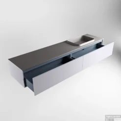 Badkamermeubelset Mondiaz Erin 200 Cm Met 2 Lades Met RIDGE Wastafel Rechts Dark Grey Met 1 Kraangat Greeploos Mat Cale -Baden Luxe Verkoop erin cale ridge dark grey google 5 0032