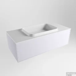 Badkamermeubelset Mondiaz Erin 100 Cm Met 1 Lade Met RIDGE Wastafel Midden Talc Met 1 Kraangat Greeploos Mat Cale -Baden Luxe Verkoop erin cale ridge talc google 1 0005