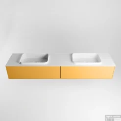 Badkamermeubelset Mondiaz Erin 200 Cm Met 2 Lades Met RIDGE Wastafel Dubbel Talc Met 2 Kraangaten Greeploos Mat Ocher -Baden Luxe Verkoop erin ocher ridge talc google 3 0033