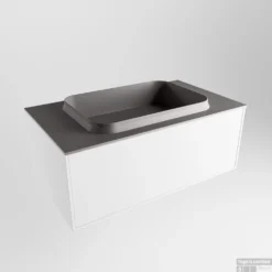 Badkamermeubelset Mondiaz Erin 80 Cm Met 1 Lade Met RIDGE Wastafel Midden Dark Grey Met 1 Kraangat Greeploos Mat Talc -Baden Luxe Verkoop erin talc ridge dark grey google 1 0003