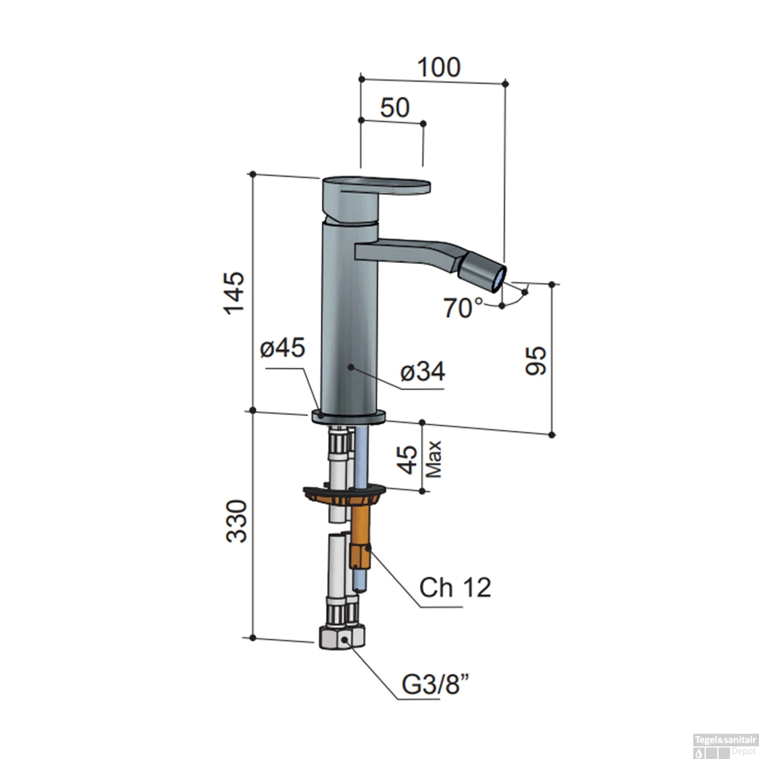 Bidetmengkraan Hotbath Friendo 1-hendel 14.5 Cm Chroom 3 Bidetmengkraan Hotbath Friendo 1-hendel 14.5 Cm Chroom - Afbeelding 3