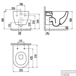 Wandcloset Boss & Wessing Freedom Randloos Met Bidet Glans Wit (Excl. Zitting) -Baden Luxe Verkoop fe tech f
