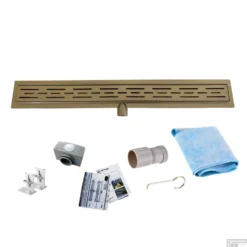 Messing Goud RVS Douchegoot Flens Met Uitneembaar Sifon 90x7cm 6,7cm Diep MESSING GOUD ROOSTER -Baden Luxe Verkoop flens 90cm messing goud shop