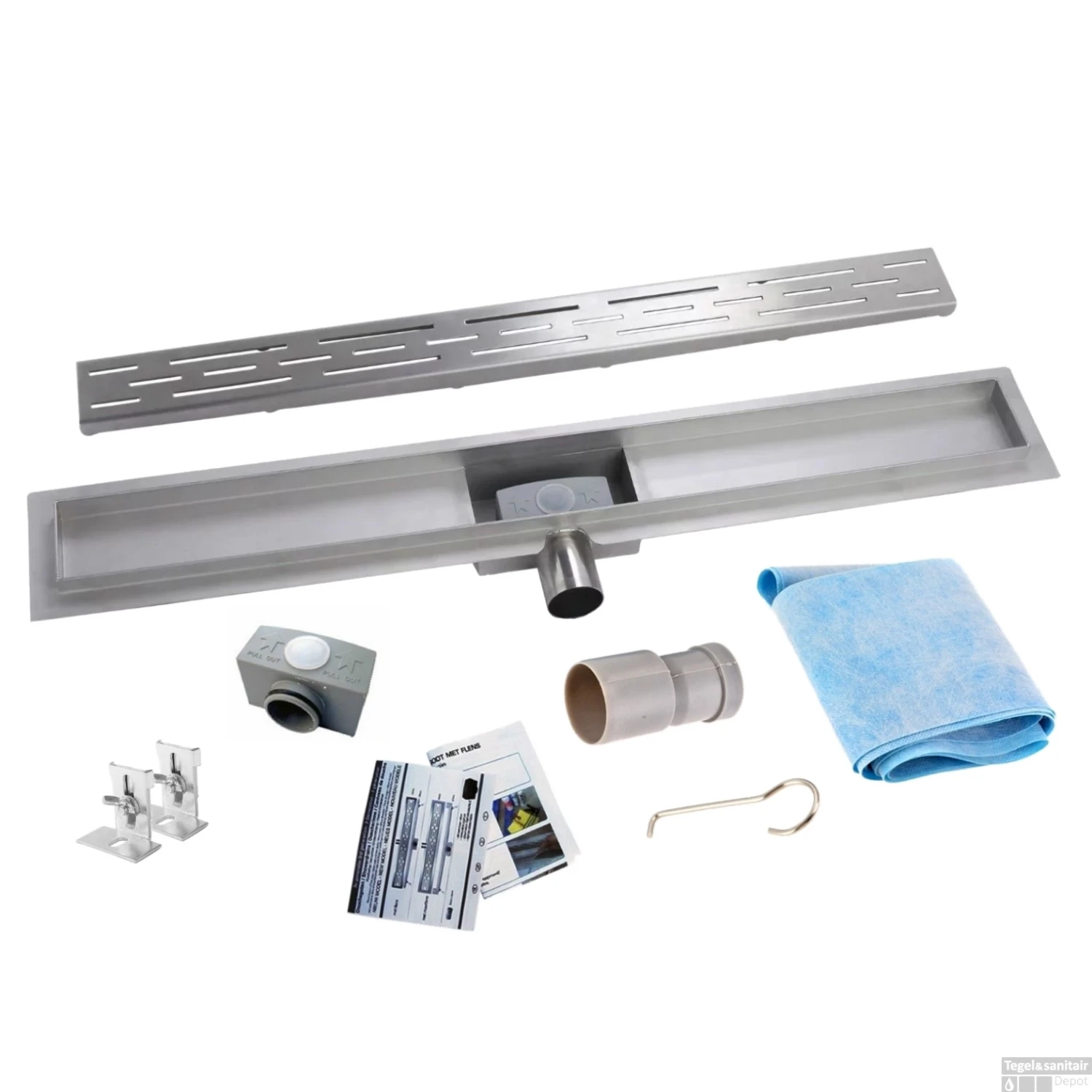 RVS Douchegoot Flens Met Uitneembaar Sifon 160x7cm 6,7cm Diep STANDAARD ROOSTER 8 RVS Douchegoot Flens Met Uitneembaar Sifon 160x7cm 6,7cm Diep STANDAARD ROOSTER - Afbeelding 8