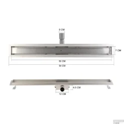 Mat Zwarte RVS Douchegoot Flens Met Uitneembaar Sifon 50x7cm 6,7cm Diep MAT ZWART ROOSTER -Baden Luxe Verkoop flens design rooster 50cm mat zwart tech