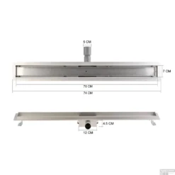 RVS Douchegoot Flens Met Uitneembaar Sifon 70x7cm 6,7cm Diep STANDAARD ROOSTER -Baden Luxe Verkoop flens design rooster 70cm tech