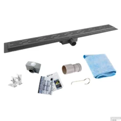 Mat Antraciete RVS Douchegoot Flens Met Uitneembaar Sifon 110x7cm 6,7cm Diep MAT ANTRACIET ROOSTER -Baden Luxe Verkoop flens design rooster mat antraciet 110cm shop