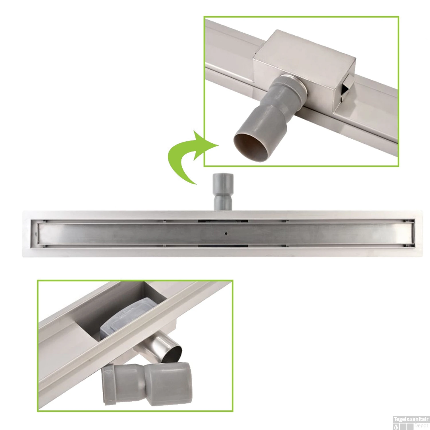 Mat Grijze RVS Douchegoot Flens Met Uitneembaar Sifon 40x7cm 6,7cm Diep MAT GRIJS ROOSTER 3 Mat Grijze RVS Douchegoot Flens Met Uitneembaar Sifon 40x7cm 6,7cm Diep MAT GRIJS ROOSTER - Afbeelding 3