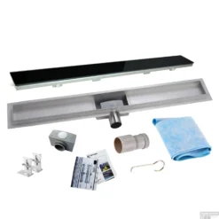 RVS Douchegoot Flens Met Uitneembaar Sifon 90x7cm 6,7cm Diep GLAS ROOSTER -Baden Luxe Verkoop flens glas rooster 90cm shop