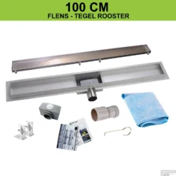 RVS Douchegoot Flens Met Uitneembaar Sifon 100x7cm 6,7cm Diep TEGEL ROOSTER