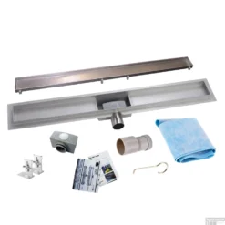 RVS Douchegoot Flens Met Uitneembaar Sifon 100x7cm 6,7cm Diep TEGEL ROOSTER -Baden Luxe Verkoop flens tegel rooster 100 cm shop