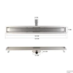 Messing Goud RVS Douchegoot Flens Met Uitneembaar Sifon 120x7cm 6,7cm Diep MESSING GOUD ROOSTER 18 Messing Goud RVS Douchegoot Flens Met Uitneembaar Sifon 120x7cm 6,7cm Diep MESSING GOUD ROOSTER -Baden Luxe Verkoop flens tegel rooster 120cm mat zwart tech 1