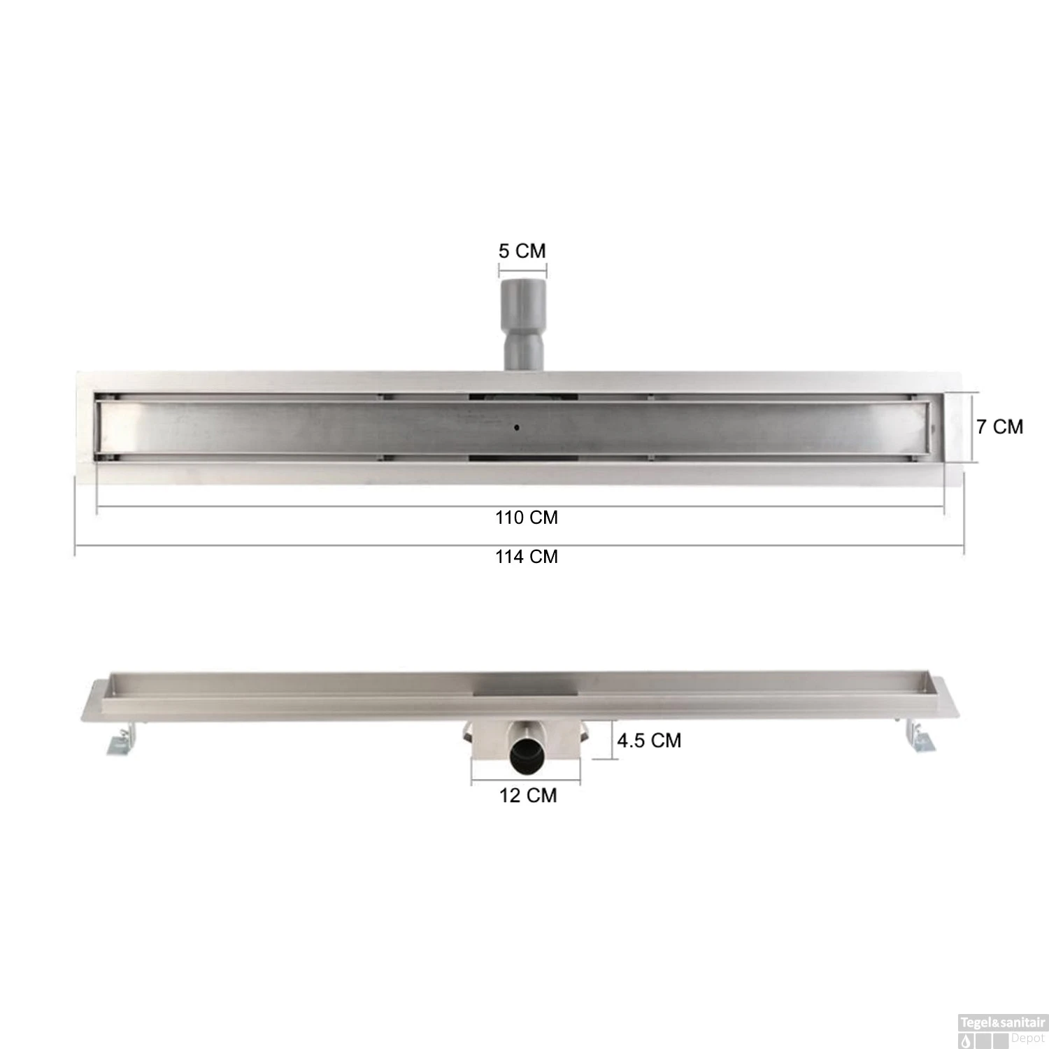 RVS Douchegoot Flens Met Uitneembaar Sifon 110x7cm 6,7cm Diep TEGELROOSTER MAT ZWART 7 RVS Douchegoot Flens Met Uitneembaar Sifon 110x7cm 6,7cm Diep TEGELROOSTER MAT ZWART - Afbeelding 7