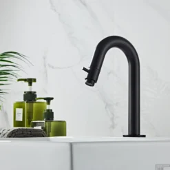 Fonteinkraan Boss & Wessing Nero Gebogen Messing Mat Zwart -Baden Luxe Verkoop fonteinkraan boss wessing nero gebogen messing mat zwart sfeer2