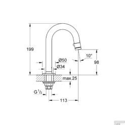 Fonteinkraan Grohe Universal 1/2" Met C-Uitloop Supersteel -Baden Luxe Verkoop fonteinkraan grohe universal 12 met c uitloop supersteel tech