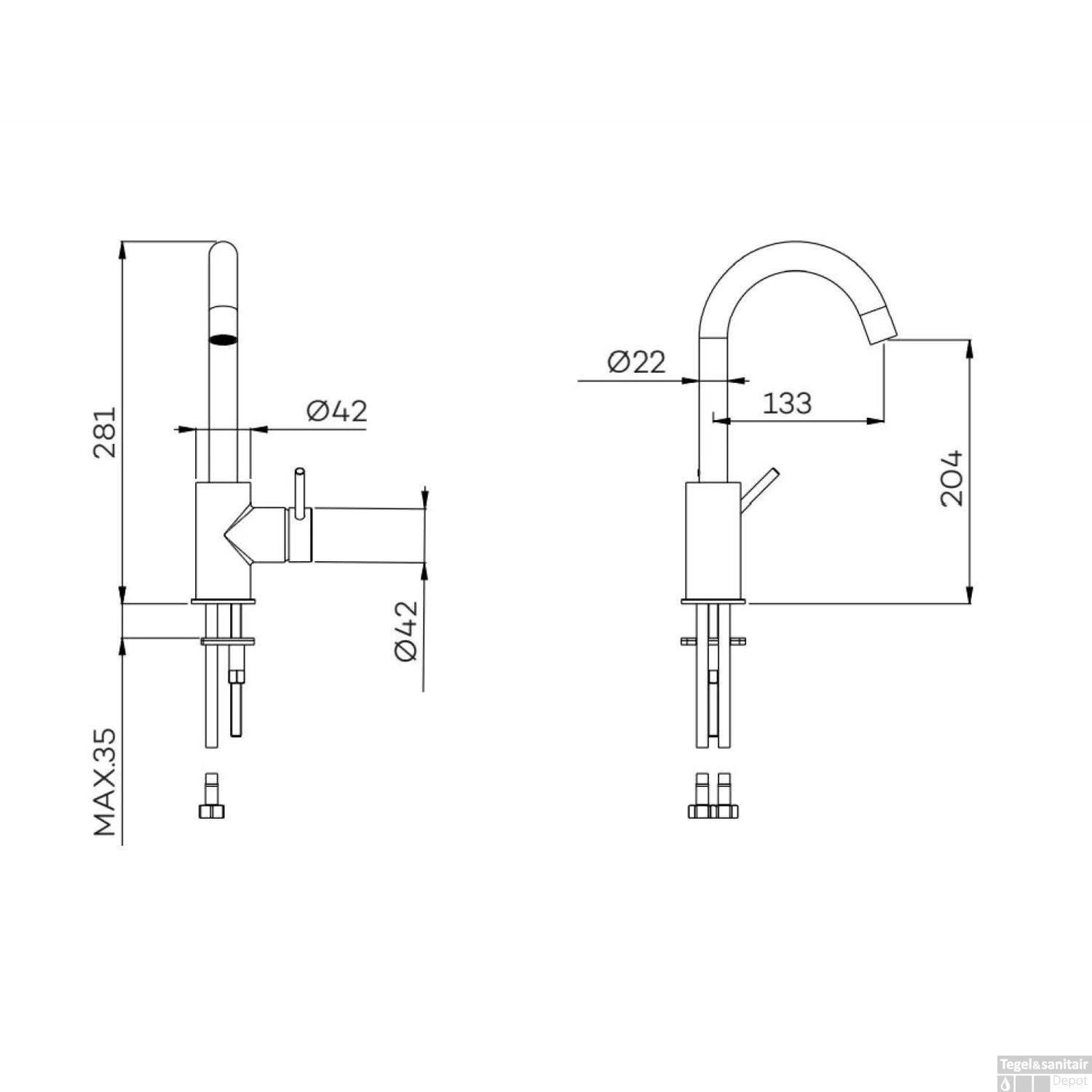 Wastafelmengkraan Lagoo Garda Opbouw Hoog Met Draaibare Uitloop Messing Chroom 2 Wastafelmengkraan Lagoo Garda Opbouw Hoog Met Draaibare Uitloop Messing Chroom - Afbeelding 2