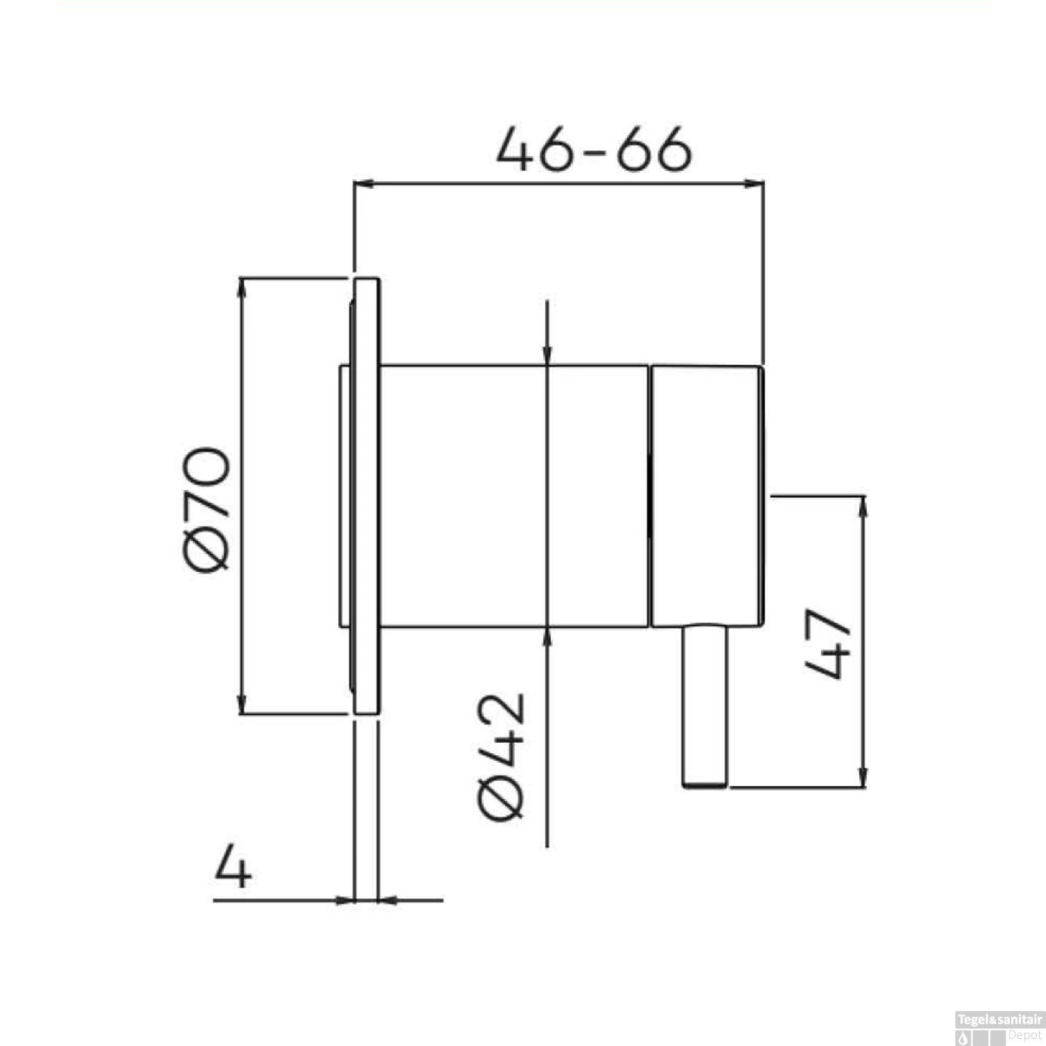 Inbouw 2-weg Omstel Lagoo Garda Hendel Mat Zwart 2 Inbouw 2-weg Omstel Lagoo Garda Hendel Mat Zwart - Afbeelding 2