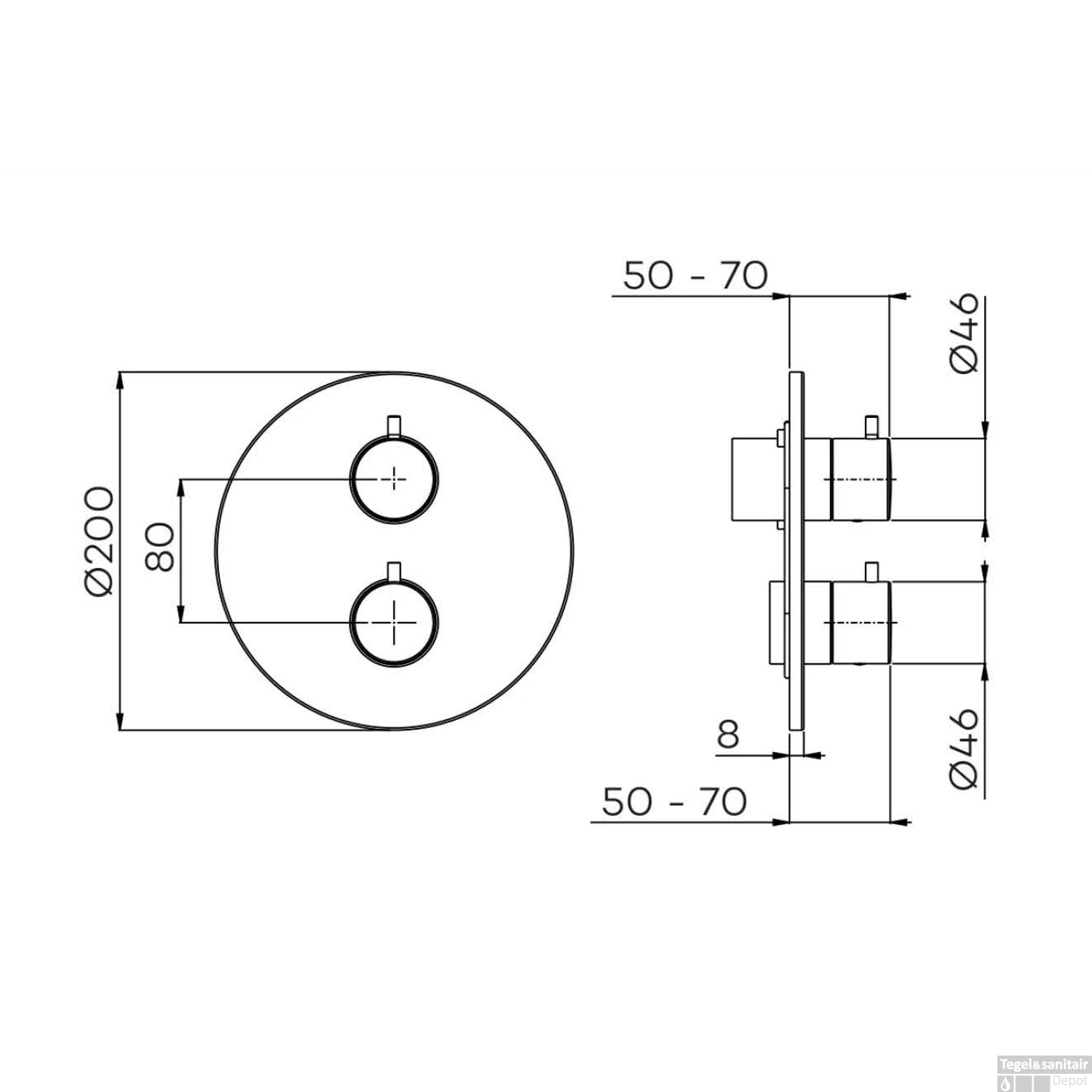 Inbouw Thermostaat Lagoo Garda Met 2-weg Omstel Knop Mat Zwart 2 Inbouw Thermostaat Lagoo Garda Met 2-weg Omstel Knop Mat Zwart - Afbeelding 2