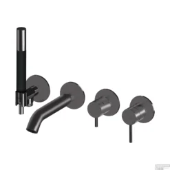 Inbouw Douche/Badmengkraan Lagoo Garda Met Omstel En Handdoucheset Messing Gunmetal PVD