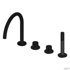 Badrandcombinatie Lagoo Garda Met Mengkraan, Uitloop, Omstel En Handdouche Messing Mat Zwart