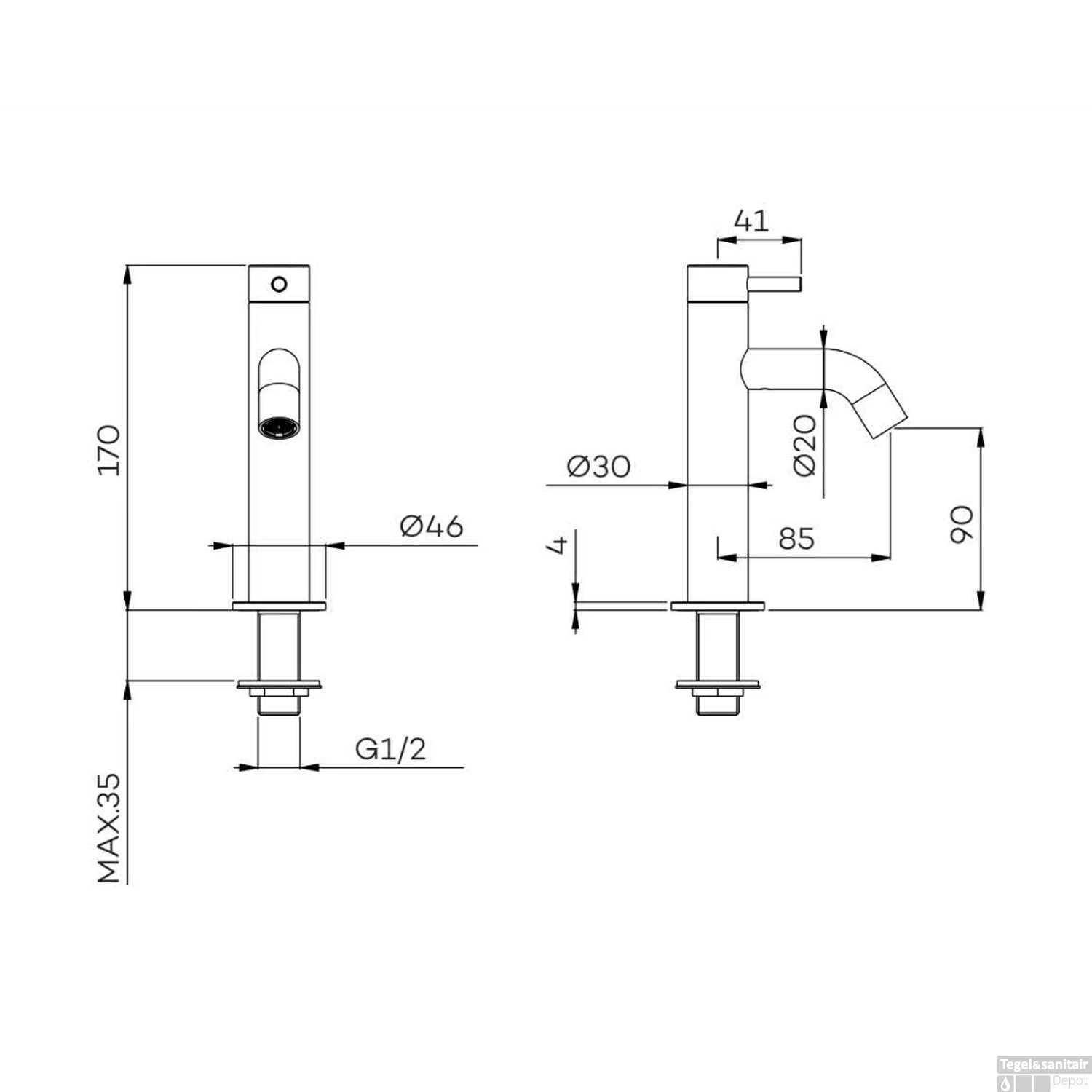 Fonteinkraan Lagoo Garda Opbouw Messing 17 Cm Mat Zwart 2 Fonteinkraan Lagoo Garda Opbouw Messing 17 Cm Mat Zwart - Afbeelding 2