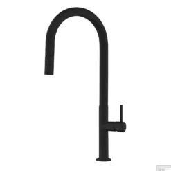Keukenmengkraan Lagoo Garda Met Draaibare Uitloop Rond En Uitneembare Handdouche Messing Mat Zwart