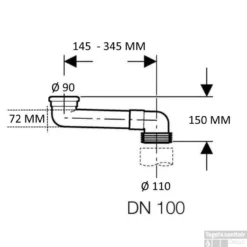 Sprongbocht Wiesbaden 72mm ⌀ 9/11 Verstelbaar 14.5 - 34.5cm -Baden Luxe Verkoop geberit sprongbocht buisdikte 72mm 90 110mm verstelbaar 14 5cm 34 5cm technisch