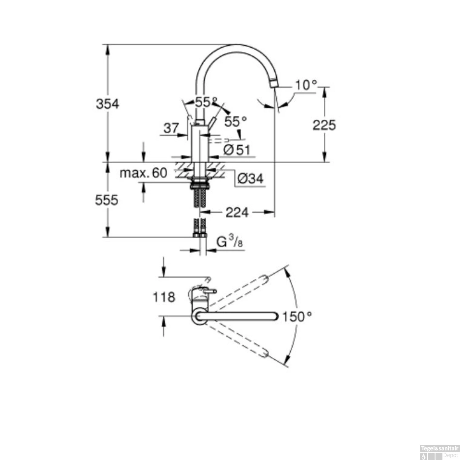 Grohe Concetto Keukenmengkraan Met Hoge Uitloop Chroom 2 Grohe Concetto Keukenmengkraan Met Hoge Uitloop Chroom - Afbeelding 2