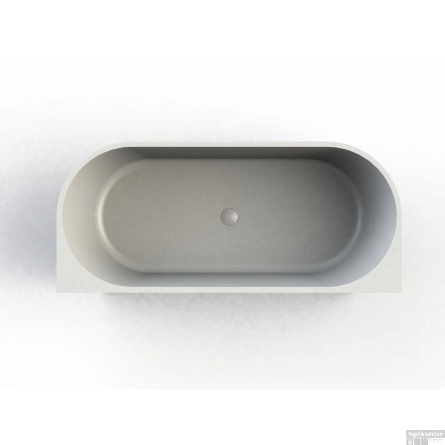 Half Vrijstaand Bad Arcqua Pinto Back To Wall 180x80x57 Cm Glans Wit - Afbeelding 2