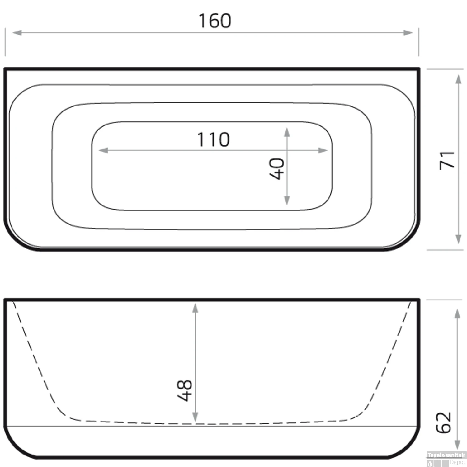 Half Vrijstaand Bad Xenz Guido 160x71x62 Cm Solid Surface Goud 2 Half Vrijstaand Bad Xenz Guido 160x71x62 Cm Solid Surface Goud - Afbeelding 2
