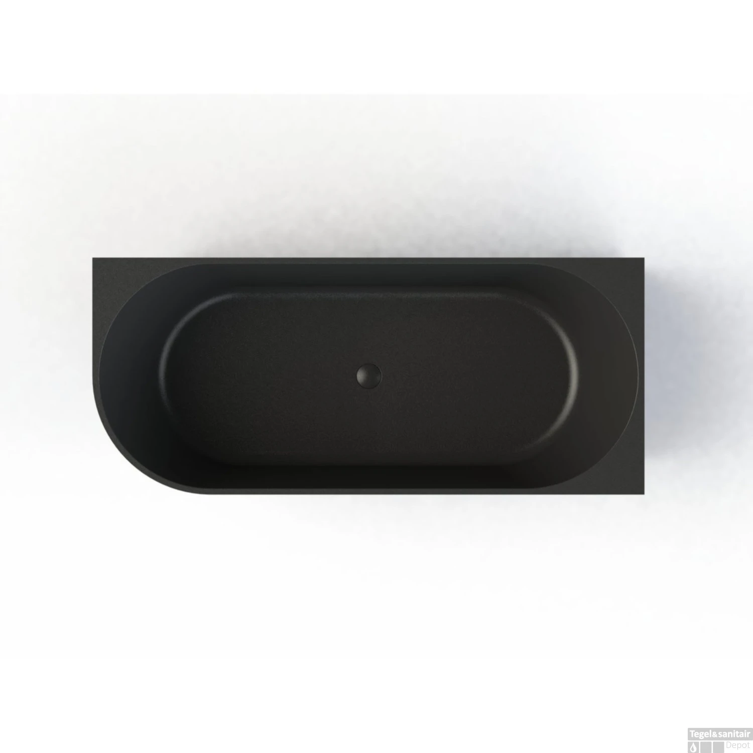 Half Vrijstaand Hoekbad Arcqua Pinto Back To Wall 170x73x57 Cm Mat Zwart Rechts